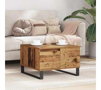 Yisssmeng Tavolino da caffè in legno anticato, 55 x 55 x 36,5 cm, con cassetto e ripiano a cubo, robusto materiale in legno dal design moderno, piccolo tavolino per soggiorno e ufficio