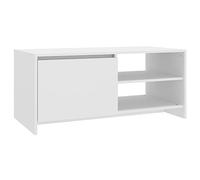 Yisssmeng Tavolino da salotto bianco, 102 x 50 x 45 cm, con anta | Tavolino da caffè moderno per soggiorno e camera degli ospiti, con vano e ripiano per snack, libri e telecomando.