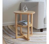 Yisssmeng Tavolino in legno massello di quercia, 40 cm, rotondo, con ripiano, design moderno e durevole, per soggiorno, camera da letto e corridoio