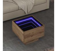 Yisssmeng Tavolino piccolo 40 x 40 x 30 cm, in legno di quercia artisana, con strisce LED, moderno, rustico, multifunzione, per soggiorno, divano e lounge