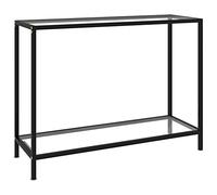 Yisssmeng Tavolo consolle 100 x 35 x 75 cm vetro/acciaio nero trasparente moderno laterale con ripiano per soggiorno, corridoio, camera da letto