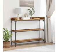 Yisssmeng Tavolo consolle in legno anticato 100 x 30 x 80 cm, in compensato e metallo, design industriale con ripiano e vano portaoggetti, piccolo tavolino per soggiorno, corridoio, camera da letto