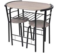Yisssmeng Tavolo da bar con 2 sedie da bar, 3 pezzi, tavolo da pranzo in | Set compatto per piccole cucine e sale da pranzo con sedie scorrevoli sotto il tavolo in MDF e ferro salvaspazio.