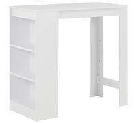 Yisssmeng Tavolo da bar con ripiano, bianco, 110 x 50 x 103 cm, in legno per cucina e sala da pranzo, moderno tavolo da bistrot con 3 ripiani, tavolo da cucina salvaspazio