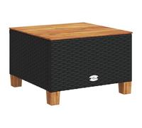 Yisssmeng Tavolo da giardino, 55 x 55 x 36 cm, in polyrattan e legno di acacia, tavolino per terrazza e balcone, tavolino modulare da salotto nero marrone