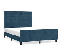 Yisssmeng Telaio letto in velluto blu scuro, 140 x 200 cm, con testiera regolabile in altezza, in larice massiccio, stabile, per ragazzi e camere da letto
