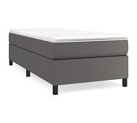 Yisssmeng Telaio per letto a molle, grigio, 100 x 200 cm, in ecopelle, design moderno, con gambe di supporto e doghe in compensato, robusto telaio per camera da letto, camera degli ospiti e camera dei