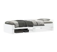 Yisssmeng Telaio per letto da 100 x 200 cm, bianco, in legno, con rete a doghe e protezione anticaduta, griglia laterale, stabile, per camera da letto, 203 x 102 x 50 cm