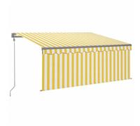 Yisssmeng Tenda da sole 3 x 2,5 m con mantovana e motore, tenda da sole automatica con braccio articolato per terrazza e balcone, telaio in alluminio, telecomando e manovella, giallo e bianco