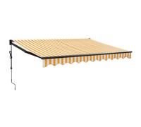 Yisssmeng Tenda da sole da 3 x 2,5 m, con braccio articolato, colore giallo e bianco, tenda da sole elettrica con telecomando e manovella per montaggio a parete, per balcone e terrazza