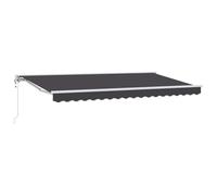 Yisssmeng Tenda da sole da 350 x 200 cm, con braccio articolato, per terrazza e balcone, tessuto antracite con telaio bianco, funzionamento manuale con manovella, protezione solare per il giardino