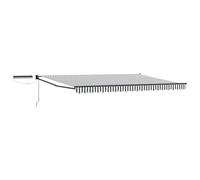 Yisssmeng Tenda da sole elettrica, 5 x 3 m, con braccio articolato, con pannello solare e telecomando, colore antracite e bianco, protezione solare per terrazza e giardino, azionabile manualmente ed