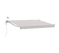 Yisssmeng Tenda da sole estensibile per terrazza e giardino, a mezza cassetta, resistente alle intemperie, con manovella, protezione dagli sguardi indiscreti, grigio chiaro, bianco, 4,5 x 3 m