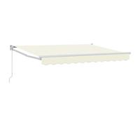 Yisssmeng Tenda da sole manuale, 3,5 x 2 m, estensibile, con braccio articolato, per terrazza e balcone, protezione solare con manovella, telaio robusto di colore bianco, colore crema