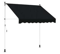 Yisssmeng Tenda da sole retrattile manuale, nera, 250 cm, con braccio articolato, per terrazza e balcone, protezione solare rivestita in poliuretano, con manovella da 125 cm, regolabile in altezza e