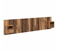 Yisssmeng Testiera con comodini, set da 3 pezzi, testiera con cassetti e ripiani, montaggio a parete, armadio per camera da letto, in legno, 337 x 32,5 x 80 cm, effetto legno anticato