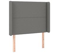 Yisssmeng Testiera con orecchie, grigio scuro, 103 x 16 x 118/128 cm, in tessuto, regolabile in altezza, imbottita per letto singolo, accessorio per camera da letto, mobile classico