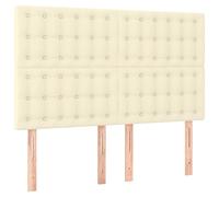 Yisssmeng Testiera per letto classica, in ecopelle, schienale imbottito in altezza, per letto da 140 cm, elegante pannello da parete per camera da letto, 144 x 5 x 118/128 cm, colore crema