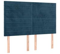 Yisssmeng Testiera per letto moderna in velluto con altezza regolabile, per letti da 140 cm, stabile, con gambe in legno, blu scuro, 144 x 5 x 118/128 cm