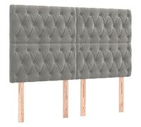 Yisssmeng Testiere per letto grigio chiaro, 144 x 7 cm in velluto regolabile in altezza, classica gambe in legno, supporto posteriore elegante per camera da letto, letto