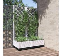 Yisssmeng Vaso per piante con traliccio, 80 x 40 x 121,5 cm, bianco, durevole PP per pomodori e rose, design moderno e stabilità per giardino, terrazza, balcone e giardino d'inverno