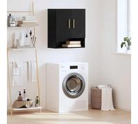 Yisssmeng Wall Cabinet 60 x 31 x 70 cm Black Oaklook Party Board 3 Shelves Space-Saving Storage for Living Room Bedroom Corridor