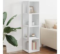 Yisssmeng White Corner Shelf 33 x 33 x 132 cm Wood Composite Storage Cabinet Modern Design with 4 Tiers Small Space Organizer Stable and Durable for Living Room Bedroom Office