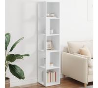 Yisssmeng White Corner Shelf Unit 33 x 33 x 164,5 cm, cabinet a 5 livelli per Living Room Bedroom Office, Space-Saving Tall Bookcase Plant Rack, Lightweight Wood-Based Panel, Easy Assembly