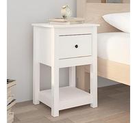 Yisssmeng White Nightstand 40 x 35 x 61,5 cm Solid Pine Wood Bedside Cabinet with Ample Storage, Stable Top, Wall Mounting Kit, Modern & Rustic Design for Bedroom, Living Room, Corridor