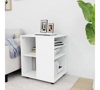 Yisssmeng White Rolling Storage Cabinet 60 x 53 x 72 cm Engineered Wood Modern Mobile Cupboard with 2 Lockable Wheels for Home Office Kitchen Corridor