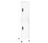 Yisssmeng White Steel Locker Cabinet 38 x 45 x 180 cm Modern Storage Unit with 2 Lockable Doors, Hangers & Name Tag Holders for Office, School, Corridor or Bedroom