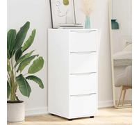 Yisssmeng White Storage Cabinet 40 x 48 x 105 cm Wood 4 Compartments Glide Drawers Living Room Bedroom Corridor