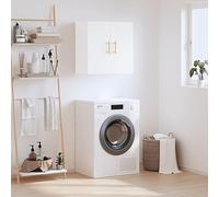 Yisssmeng White Wall-Mounted Storage Cabinet 60x31x60 cm Wood Composite Modern Slim Organizer Shelf for Living Room Bedroom Corridor