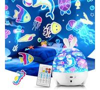 YISSVIC Proiettore Stelle Soffitto Bambini con Luce Notturna, Bluetooth, 6 Lenti a Rotazione, USB Ricaricabile e Telecomando, Regali per Neonati e Bambini