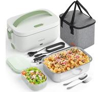 YISSVIC Scaldavivande Elettrico Portatile con 9,9L Borse isolate Scaldavivande Acciaio Inox Rimovibile Portapranzo Termico Elettrico 12V/24V/220V Verde