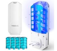 YISSVIC Trappola per Mosche della Frutta per Interni con Lampada UV, Confezione da 1 Trappola e 5 Adesivi, Ideale per Cucina, Vicino a Piante e Frutta