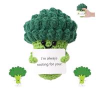 Yistoi Broccoli Positivi All'Uncinetto, Plushies, Peluche Doll, Supporto Emotivo, Regali di Addio, Compleanno, San Valentino e Natale
