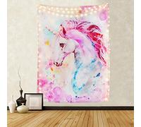 YISUMEI Arazzo rosa unicorno hippie Art arazzo per camera da letto estetico con stampa ad acquerello Arazzi da appendere alla parete per la decorazione della stanza (M/130 x 150 cm)