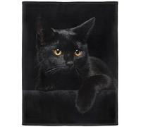YISUMEI - Coperta 80x120 cm, morbida in flanella e pile, motivo: gatto nero