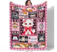 YISUMEI Coperta a forma di gatto, 150 x 200 cm, morbida coperta in pile, regalo per ragazze, rosa