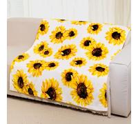 YISUMEI Coperta con girasoli per divano, letto, 150 x 200 cm, morbida e calda, ideale come regalo per donne e ragazze, colore bianco