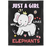 YISUMEI Coperta in pile con elefante, con scritta "Just A Girl Who Loves Elephants", regalo per ragazze, donne, bambini, 150 x 200 cm, colore nero
