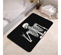 YISUMEI Tappetino da bagno, antiscivolo, super assorbente, con retro in gomma, adatto sotto lo zerbino del bagno, tappeto per doccia, 43,2 x 61 cm, teschio di roccia nera