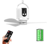 YISUN Ventilatore da Campeggio con Luce LED,15600 mAh Ricaricabile USB,Portatile con Telecomando,Timer,3 Velocità per Tende,Camere,Camper,Cortili