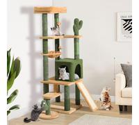 YITAHOME 153 cm Albero per Gatti Cactus Torre con Spazzola Auto-Toelettatura, Tiragraffi Alto per Gatti da Interno con Cuccia per Gatti, Trespolo Superiore, cestino, Tiragraffi in Sisal e Tavola
