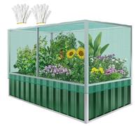 YITAHOME 174 x 90 x 88 cm, aiuola rialzata con struttura a rete di protezione anti uccelli, aiuole rialzate in metallo per esterni, con guanti e telaio rinforzato, per piante, ortaggi, fiori (verde)