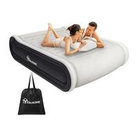 YITAHOME 2x1,5 m Deluxe Materasso Gonfiabile Doppio con Cuscino Integrato e Pompa Elettrica Integrata, Letto Gonfiabile, I-Beam Strutturata, Gonfiaggio/Rigidimento Rapido per Ospiti, Grigio & Nero