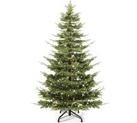 YITAHOME Albero di Natale artificiale con illuminazione Aspen Fir, 2 m (circa 2 m) albero di Natale con decorazione di cristallo, elegante decorazione natalizia con 900 rami misti in PE e PVC, 500