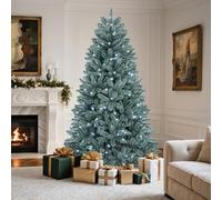 YITAHOME Albero di Natale artificiale in abete blu con illuminazione, albero di Natale artificiale alto con illuminazione e rami apribili, 880 punte e 450 luci bianche calde