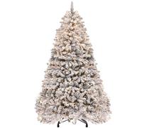 YITAHOME Albero di Natale artificiale pre-illuminato da 1,8 m con 250 LED integrati, pino innevato con 800 punte floccate, struttura pieghevole in metallo e supporto, albero di Natale pop-up per feste